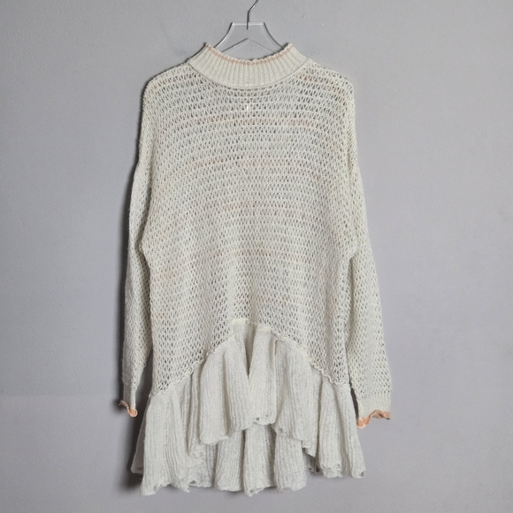 Free People Float On Sweater Dress Women's S Cream Babydoll Retro Romantic - Picture 10 of 13